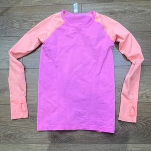 Ivivva by Lululemon Girls Long Sleeve Athletic Top, Bright, thumbholes, Sz 14